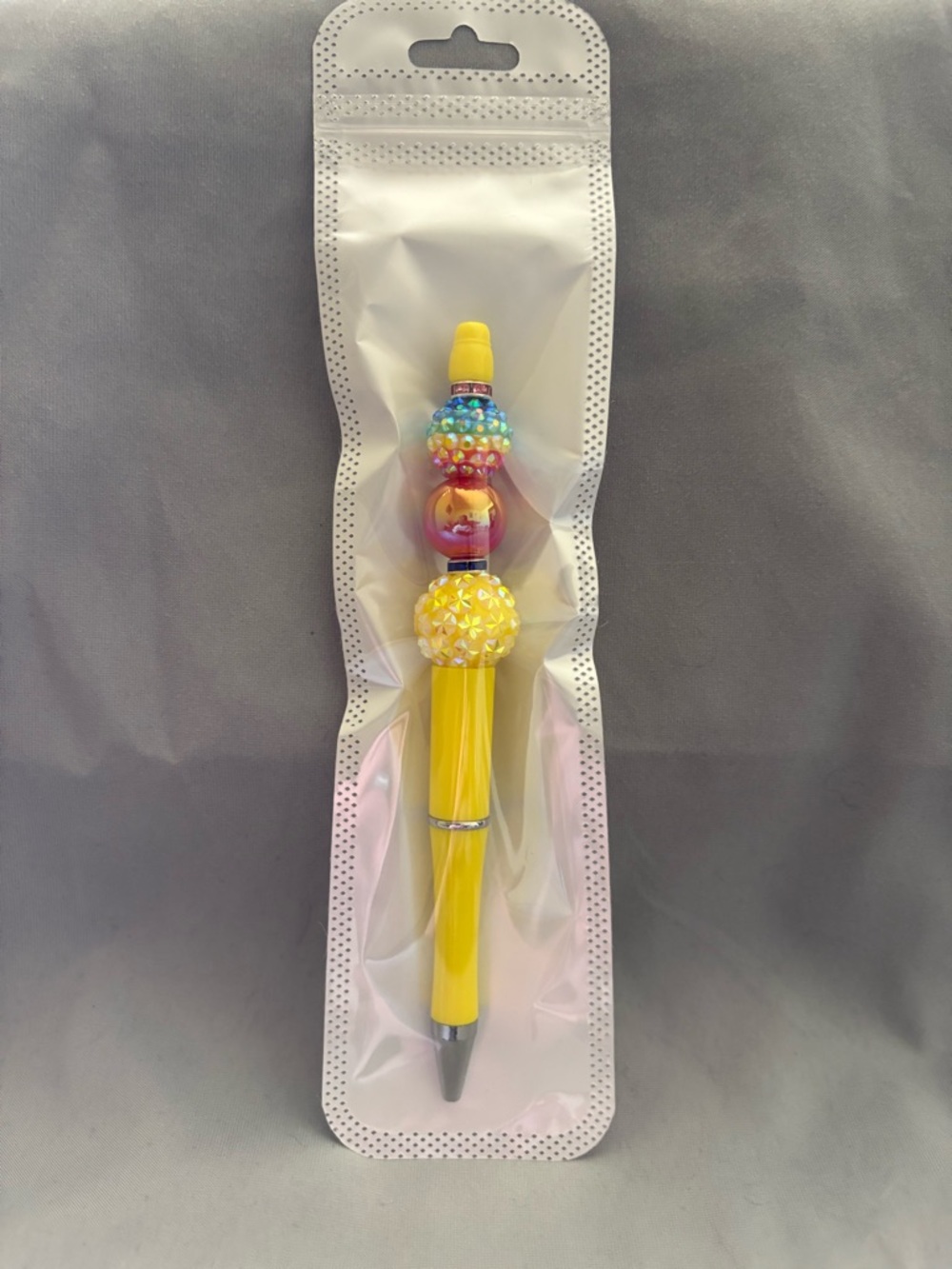 Yellow Decorative Crystal Ballpoint Pen